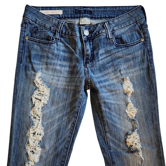 Decree Womens Super Skinny Jeans Size 9 Blue Distressed Low Rise Stretch - Picture 3 of 9